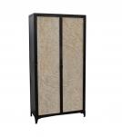 SOLID CARVED WOOD + METAL DOUBLE DOOR CABINET