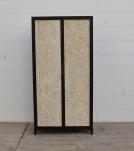SOLID CARVED WOOD + METAL DOUBLE DOOR CABINET