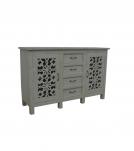 HAND CARVED SOLID WOOD SIDEBOARD W/ 2 DOORS & 4 DRAWERS