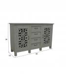 HAND CARVED SOLID WOOD SIDEBOARD W/ 2 DOORS & 4 DRAWERS