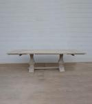 SOLID WOOD PEDESTAL EXTENSION DINING TABLE