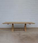 SOLID WOOD PEDESTAL TRESTLE TABLE W / EXTENSIONS