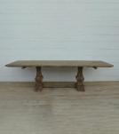 SOLID WOOD PEDESTAL TRESTLE TABLE W / EXTENSIONS