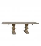 SOLID WOOD PEDESTAL EXTENSION DINING TABLE