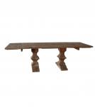 SOLID WOOD PEDESTAL EXTENSION DINING TABLE