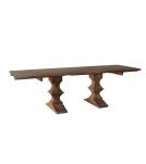 SOLID WOOD PEDESTAL EXTENSION DINING TABLE