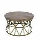 ROUND SOLID WOOD & IRON COFFEE TABLE