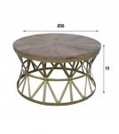 ROUND SOLID WOOD & IRON COFFEE TABLE