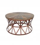 ROUND SOLID WOOD & IRON COFFEE TABLE