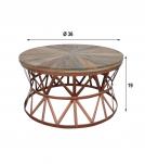 ROUND SOLID WOOD & IRON COFFEE TABLE
