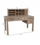 2 PIECE SOLID WOOD DESK W/ 5 DRAWERS + ORGANIZER