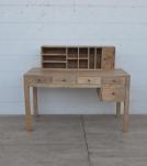 2 PIECE SOLID WOOD DESK W/ 5 DRAWERS + ORGANIZER