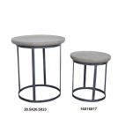 SET OF 2 STACKING SIDE TABLES WOOD & IRON