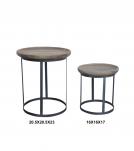 SET OF 2 STACKING SIDE TABLES WOOD & IRON