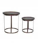 SET OF 2 STACKING SIDE TABLES WOOD & IRON