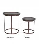 SET OF 2 STACKING SIDE TABLES WOOD & IRON