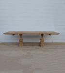 SOLID WOOD PEDESTAL TRESTLE TABLE W / EXTENSIONS