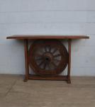 SOLID RECLAIMED WOOD WHEEL CONSOLE / BAR TABLE