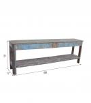VINTAGE RECLAIMED CARVED TEAK CONSOLE TABLE W/ SHELF