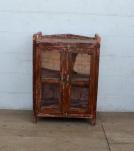 VINTAGE RECLAIMED TEAK & GLASS CABINET