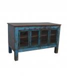 RECLAIMED TEAK & GLASS SIDEBOARD STORAGE DISPLAY 