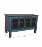 RECLAIMED TEAK & GLASS SIDEBOARD STORAGE DISPLAY 