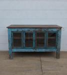 RECLAIMED TEAK & GLASS SIDEBOARD STORAGE DISPLAY 