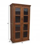 SOLID RECLAIMED TEAK WOOD & GLASS TALL CABINET