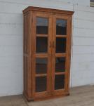 SOLID RECLAIMED TEAK WOOD & GLASS TALL CABINET