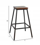RECLAIMED WOOD AND IRON COUNTER STOOL