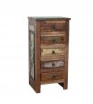 SOLID RECLAIMED TEAK WOOD 5 DRAWER CHEST