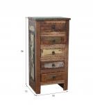 SOLID RECLAIMED TEAK WOOD 5 DRAWER CHEST