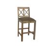 SOLID WOOD COUNTER STOOL W/ FULL HIDE LEATHER SEAT
