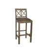 SOLID WOOD BAR STOOL W/ FULL HIDE LEATHER SEAT