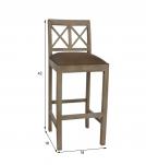 SOLID WOOD BAR STOOL W/ FULL HIDE LEATHER SEAT