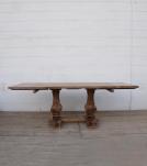 SOLID WOOD PEDESTAL EXTENSION DINING TABLE