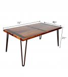 RECLAIMED SOLID TEAK WOOD TABLE W/ METAL TRIM