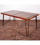 RECLAIMED SOLID TEAK WOOD TABLE W/ METAL TRIM