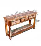 SOLID RECLAIMED TEAK WOOD CONSOLE WITH 3 DRAWERS & SHELF