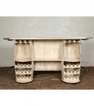 SOLID RECLAIMED TEAK WOOD & IRON DOUBLE BARREL BAR
