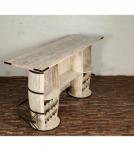 SOLID RECLAIMED TEAK WOOD & IRON DOUBLE BARREL BAR