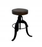 ADJUSTABLE HEIGHT IRON & LEATHER STOOL