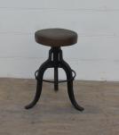 ADJUSTABLE HEIGHT IRON & LEATHER STOOL