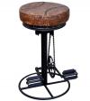 Round Iron & Leather Stool