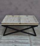 SOLID WOOD TRAY COFFEE TABLE & IRON