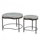 SET OF 2 SOLID WOOD & IRON TABLES