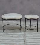 SET OF 2 SOLID WOOD & IRON TABLES