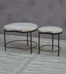SET OF 2 SOLID WOOD & IRON TABLES