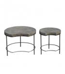 SET OF 2 SOLID WOOD & IRON TABLES
