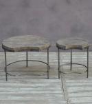 SET OF 2 SOLID WOOD & IRON TABLES